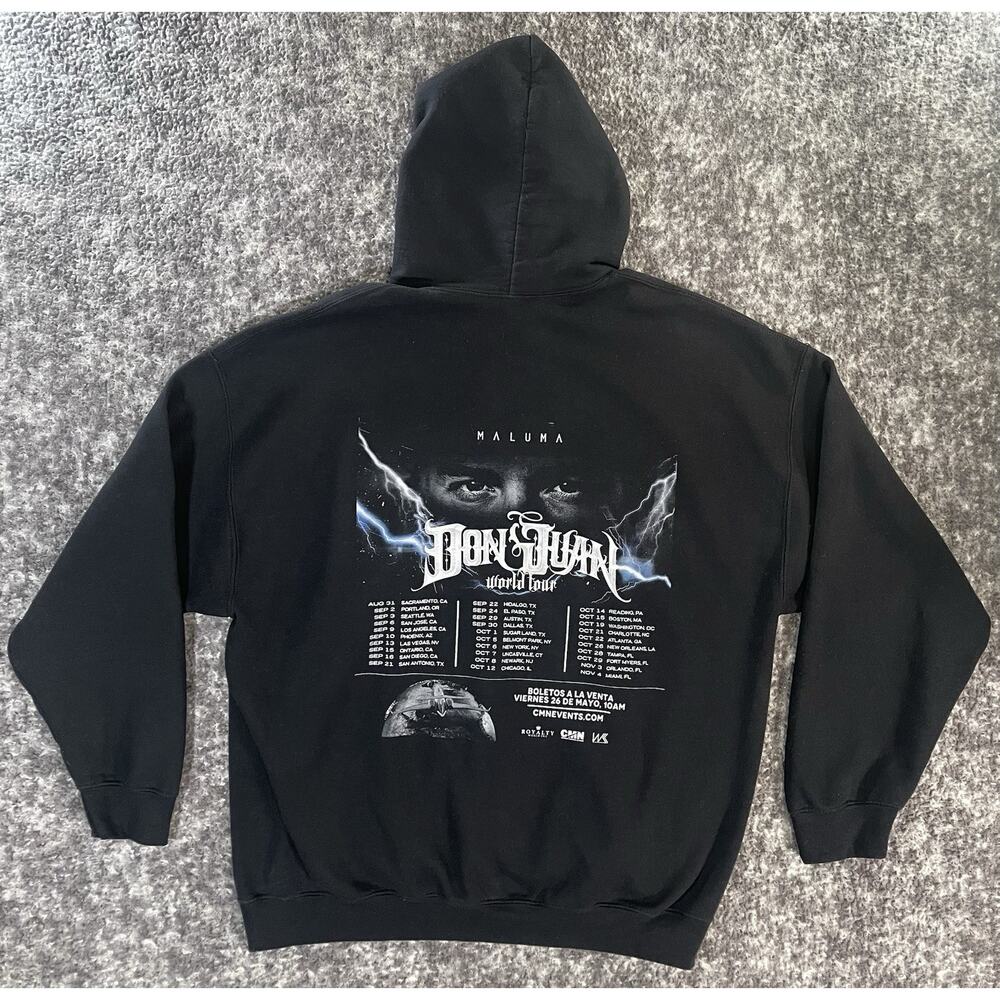 Maluma Don Juan World Tour 2023 Hoodie Black Pullover Unisex XL Latin Pop Tour